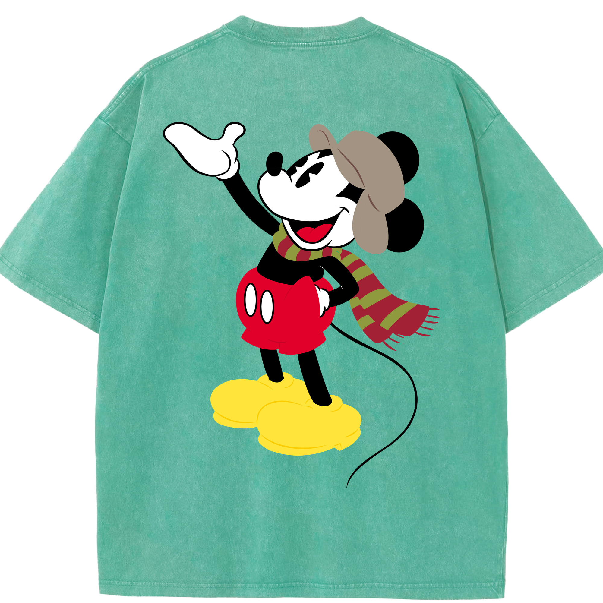 （画像用） ミッキーマウス Mickey Mouse 綿100% ヴィンテージ風 半袖Tシャツ（背面プリント）